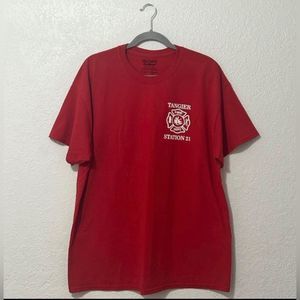 Tanger fire station 21 red short sleeve shirt size XL